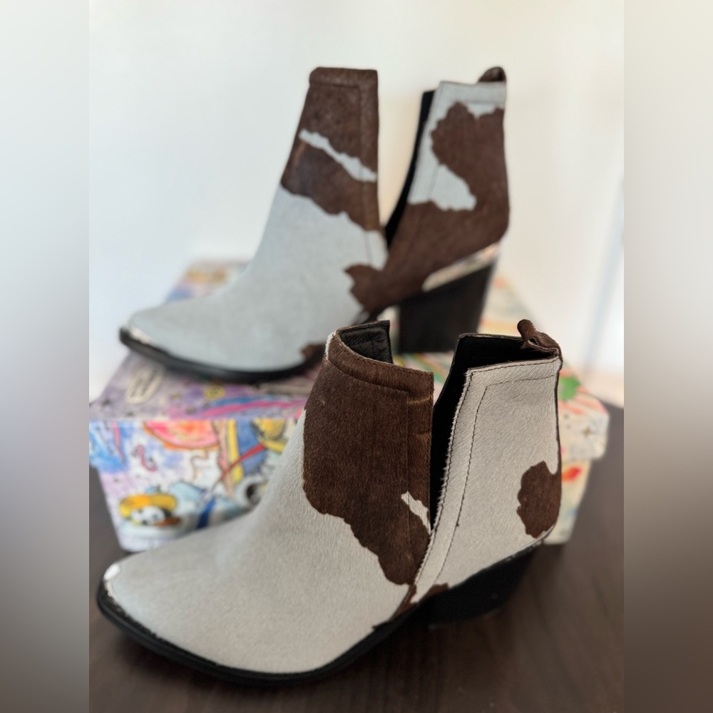 Jeffrey Campbell Brown and Gray Ankle Boots